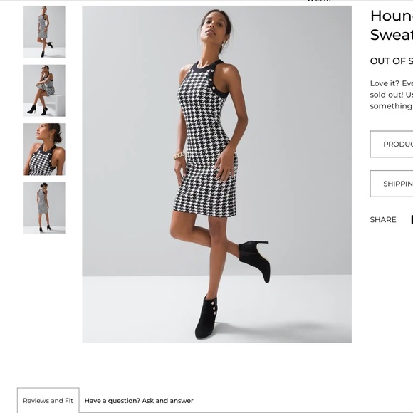 White House Black Market Dresses & Skirts - WHBM houndstooth halter sweater dress S